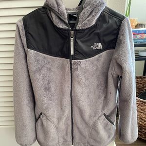 Gray Fuzzy North Face Zip Up